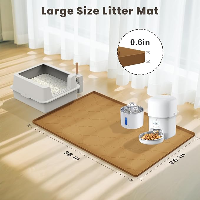 Cat Mat for Litter Box, Easy Clean for Scatter Control, Soft on Kitty Paws - Image 4