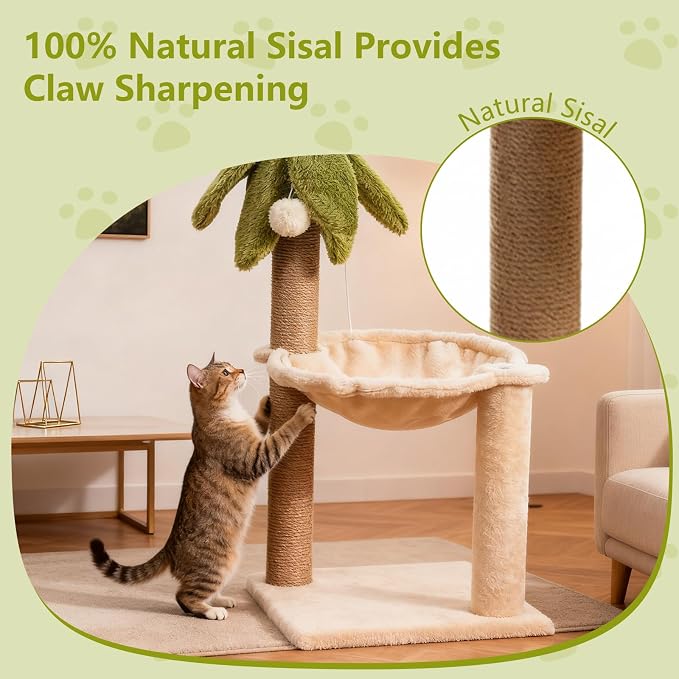 Simcat Kitten Tree with Plush Perch, Soft Hammock, and Paper Rope Scratching - Image 4