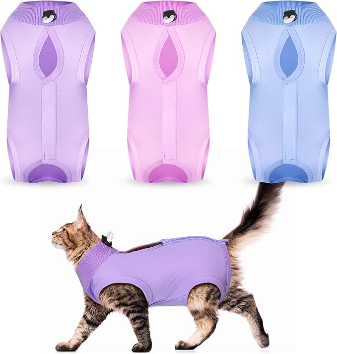 Nuanchu 3 Pieces Cat Recovery Suit Kitten Recovery Suit E-Collar Alternative by Nuanchu