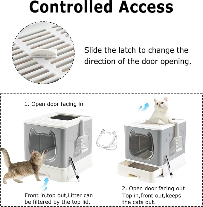Gefryco Cat Litter Box with Lid, Top Entry Kitten Litter Box with Controlled - Image 2
