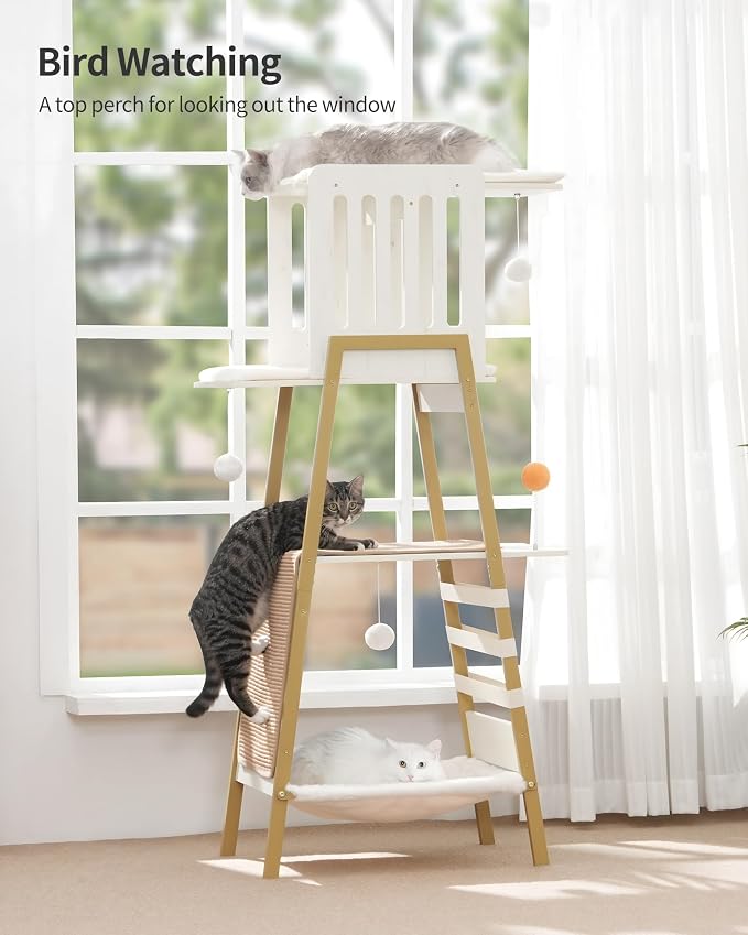 FourFurPets Modern Cat Tree, 58-Inch Cat Tower - Image 4