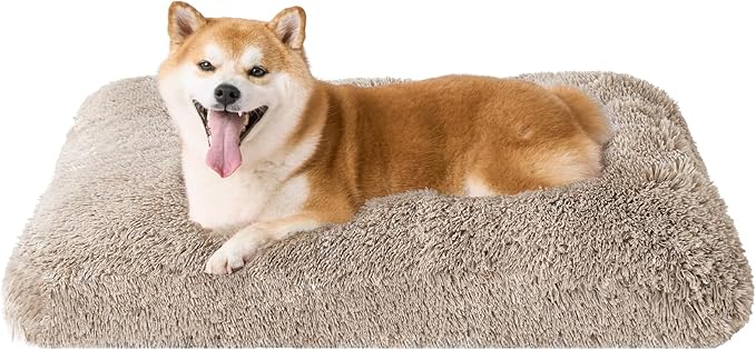 EHEYCIGA Fluffy Dog Crate Bed for Large Dogs, Plush Faux Fur Crate Pad by EHEYCIGA