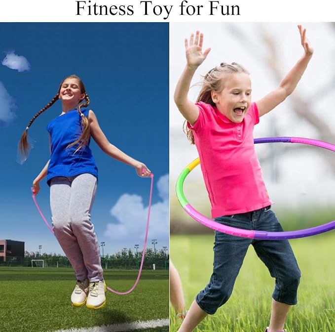 Toy Color Hoop and Jump Rope for Kids, Detachable & Size Adjustable Plastic - Image 2