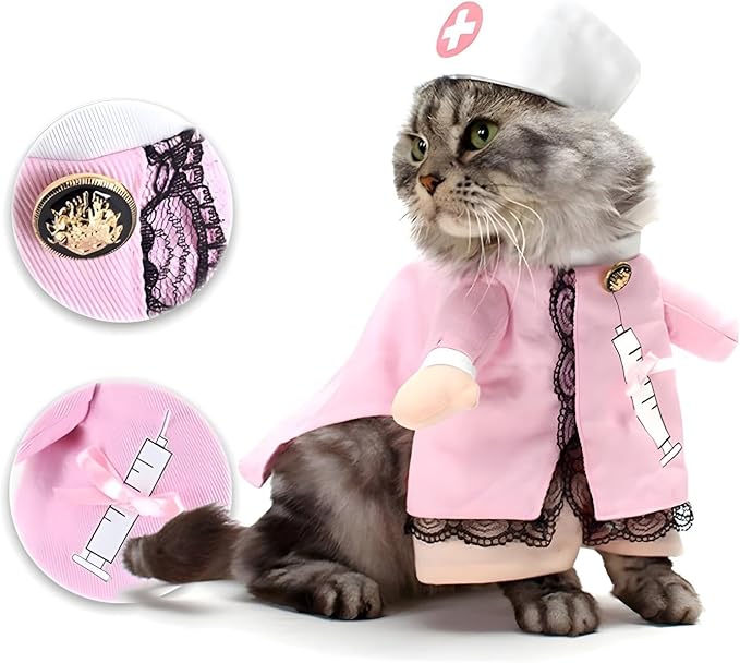 NACOCO Dog Cat Nurse Costume Pet Nurse Clothing Halloween Jeans Outfit Apparel - Image 2
