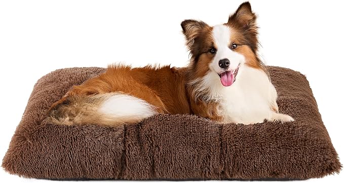 EHEYCIGA Fluffy Dog Crate Bed for Large Dogs, Plush Faux Fur Crate Pad by EHEYCIGA