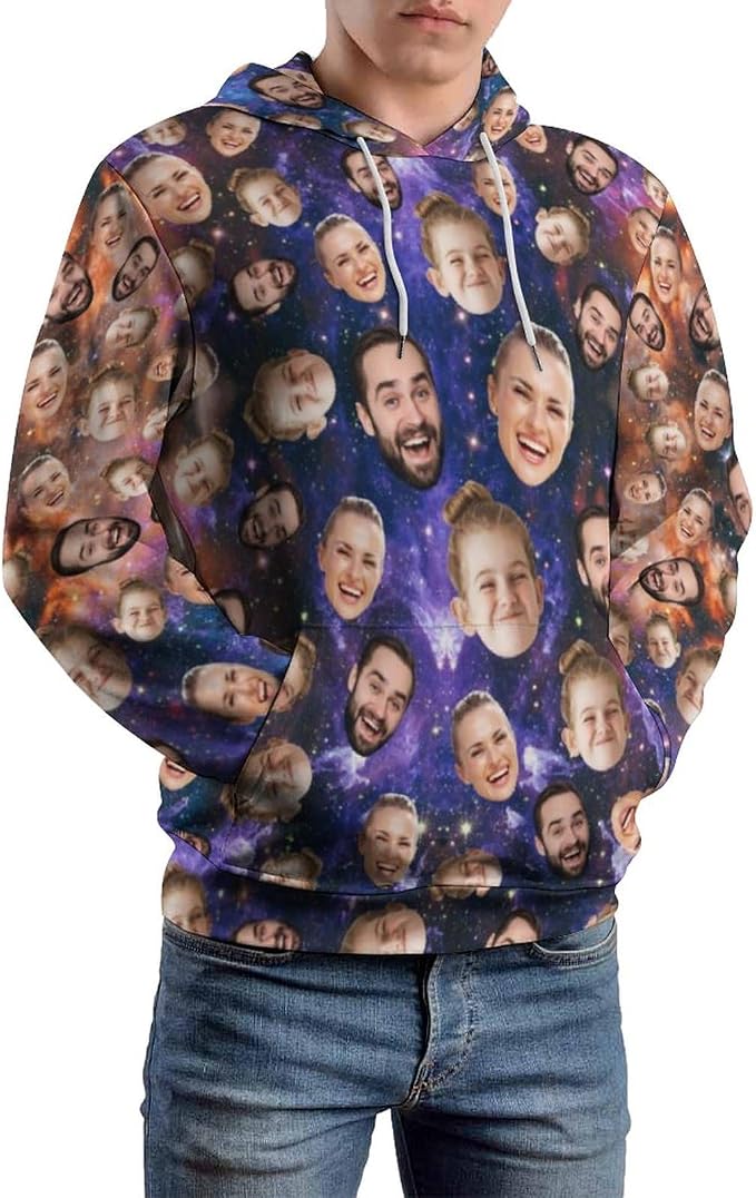 Artsadd Custom Face Unisex athletic Pockets Sweatshirt Loose Hoodie Custom - Image 2