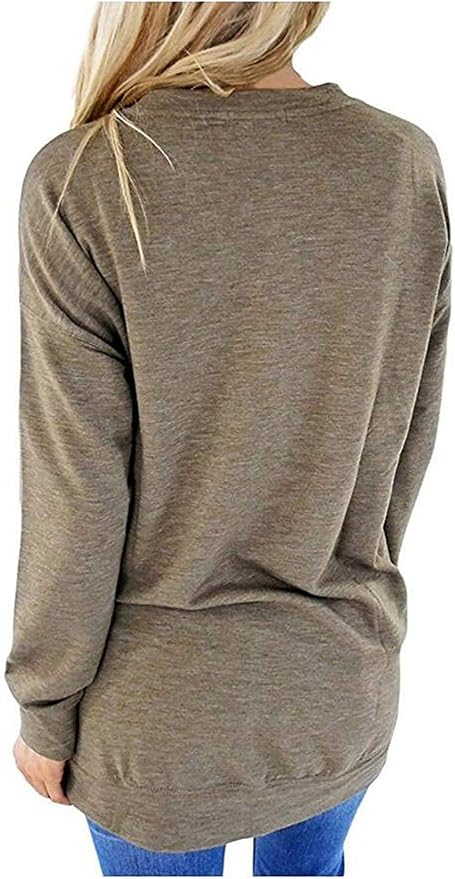 Akihoo Womens Casual Long Sleeve Tunic Tops Crew Neck Shirt Blouses - Image 3