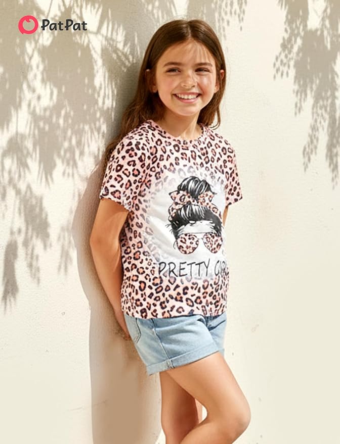 PATPAT Girls Crewneck Short Sleeve Graphic Tees Animal Print Shirts Cute Summer - Image 4