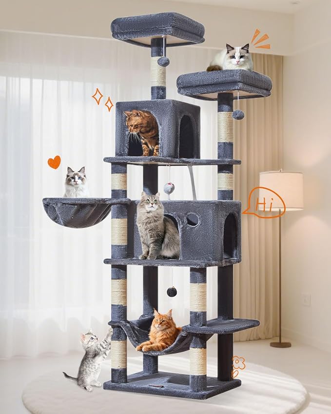 Taoqimiao Large Cat Tree，73-Inch Cat Tree Tower - Image 8