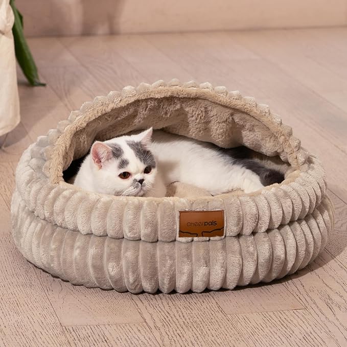 CHEERPALS Cat Cave Bed for Indoor Cats, Washable Covered Cat Bed Hooded Kitty by CHEERPALS