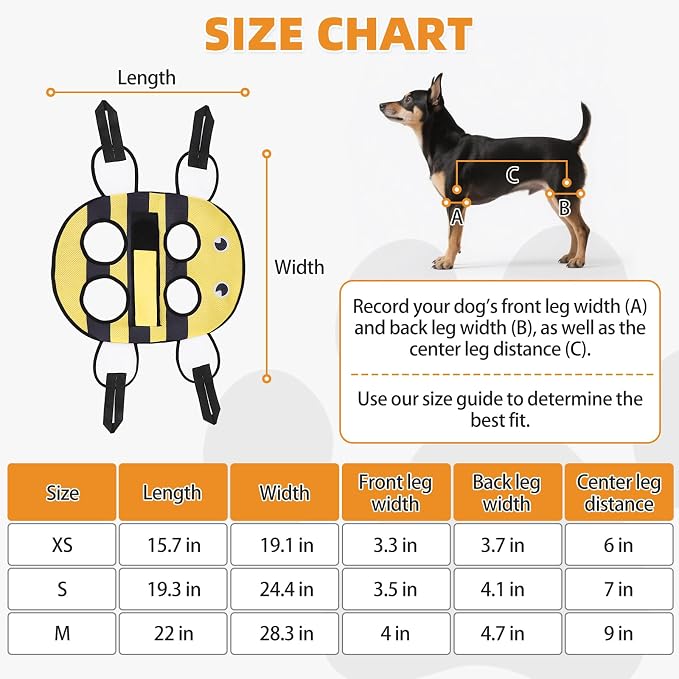 Dog Grooming Hammock for Small Dogs Cats, Cute Bee Design Dog Hanging Harness - Image 7