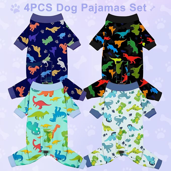 Bienbee Dog Pajamas, 4 Pack Dog Recovery Suit Shedding Suit Cute Soft Puppy - Image 2