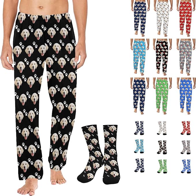 Artsadd Personalized Christmas Pajama Pants Socks by Artsadd