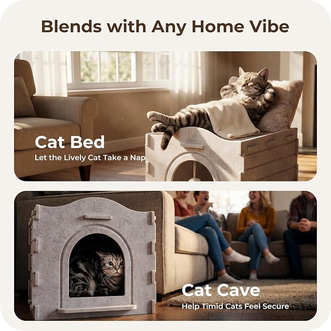 Apasiri Indoor Cat Houses for Indoor Cats, Warm Insulated Covered Cat Cave for - Image 2