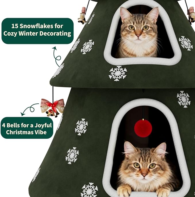 53" Large Christmas Cat Tree Tower: Indoor Green Heavy Duty Cat Condo House - Image 6