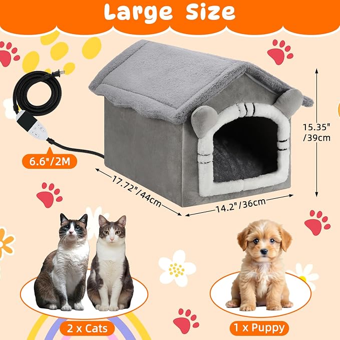 FHTONGE Heated Cat Bed House - Image 5