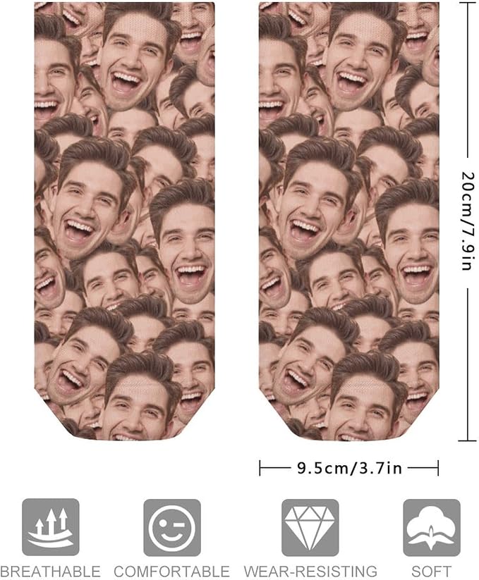 Personalized Ankle Socks with Face Custom Photo Socks Low Cut Ankle Socks - Image 3