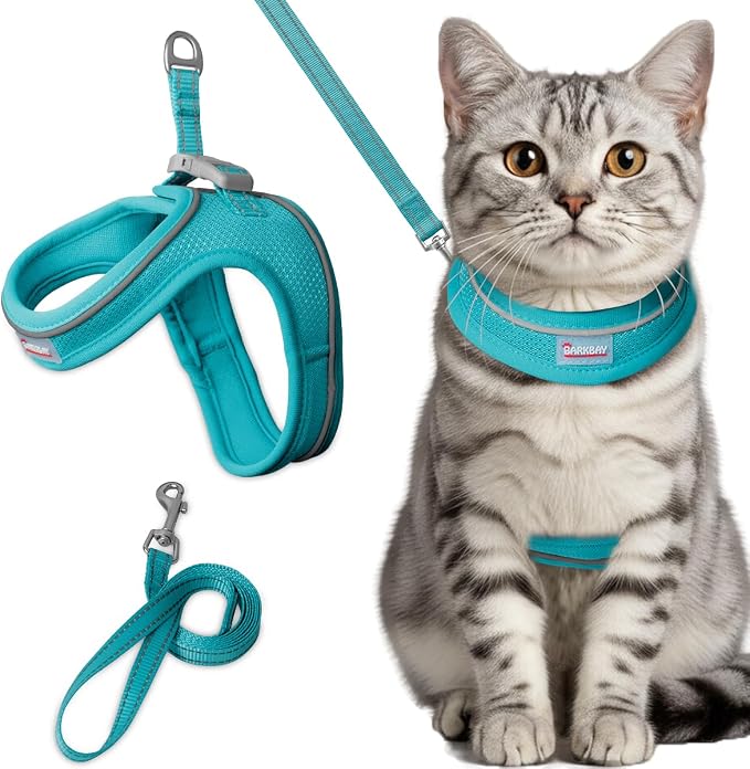 Cat Harness and Leash Set, Escape Proof Kitten Harness, Step in Adjustable Soft by BARKBAY