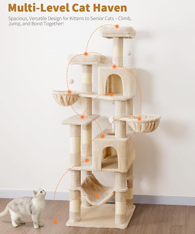 AMHANCIBLE Tall Cat Tree, 70 Inch Cat Tower - Image 7