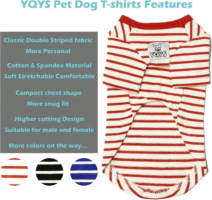 YQYS Pet T-Shirts Thick Striped Cotton Tee Shirt - Image 2