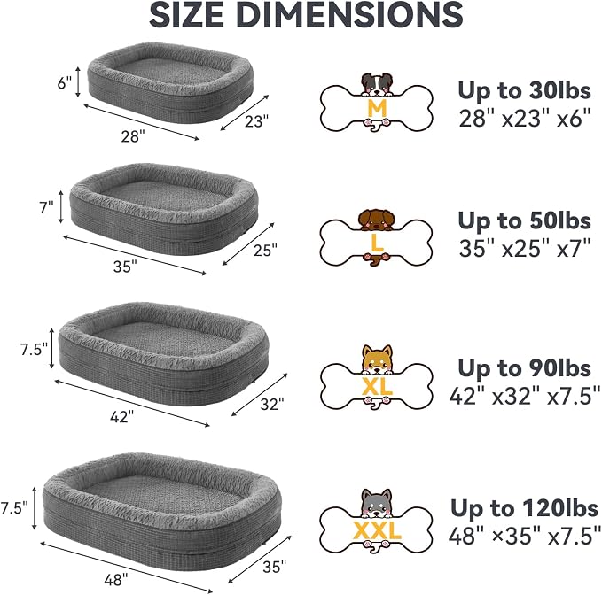 JOEJOY Orthopedic Dog Bed for Medium Dogs, Egg-Crate Memory Foam Pet Bed - Image 6