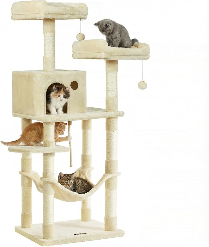 Feandrea Cat Tree, 56.3-Inch Cat Tower, 2 Perches by FeandreabySONGMICSHOME