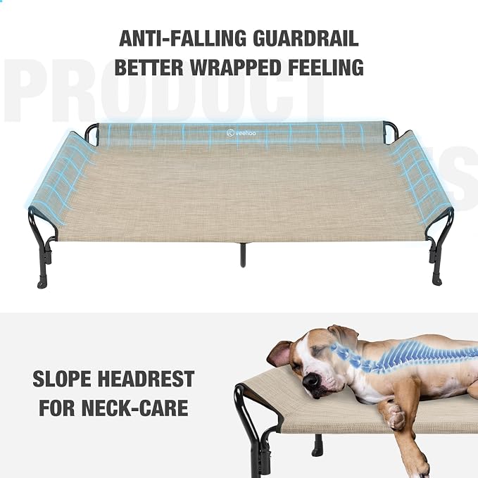 Veehoo Cooling Elevated Dog Bed, Guardrail Raised Pet Cot, Indoor & Outdoor XXL - Image 2