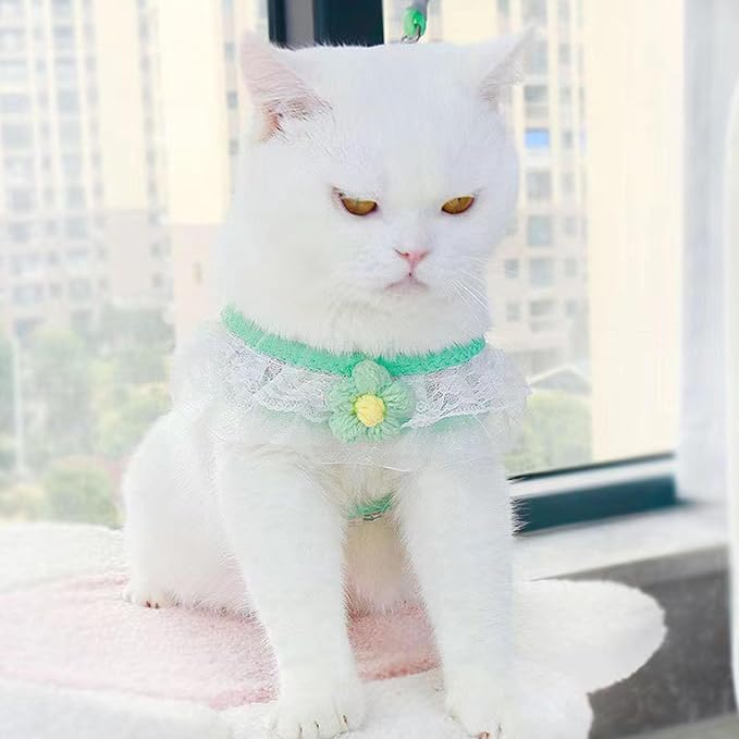 Cat Harness Collar and Leash Set, Sweet Lace Floral Kitten Collar, Escape Proof - Image 7
