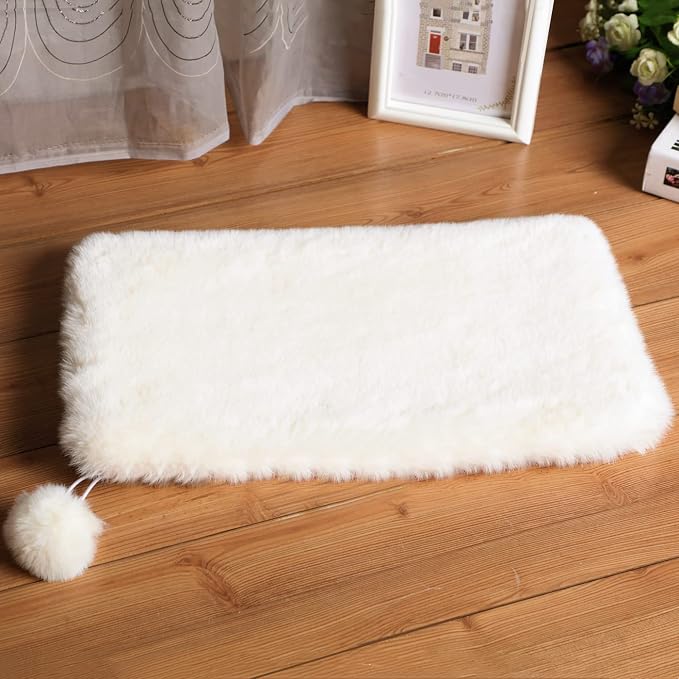 SHENGOCASE 2-Pack 10"x18" Rectangular Faux Rabbit Fur Cat Dog Bed Cushion Pad - Image 2