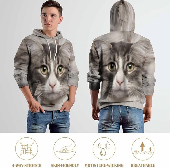 Artsadd Custom Face Unisex athletic Pockets Sweatshirt Loose Hoodie Custom - Image 7