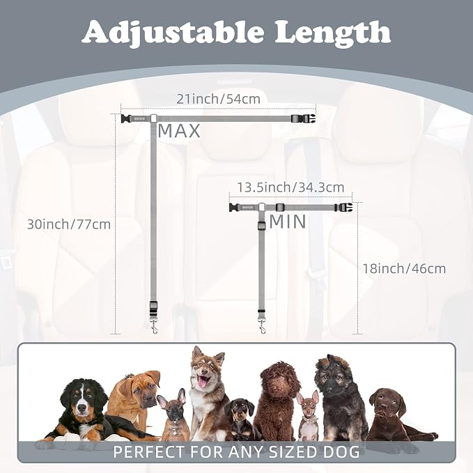 BWOGUE 2 Packs Dog Cat Safety Seat Belt Strap Car Headrest Restraint Adjustable - Image 4