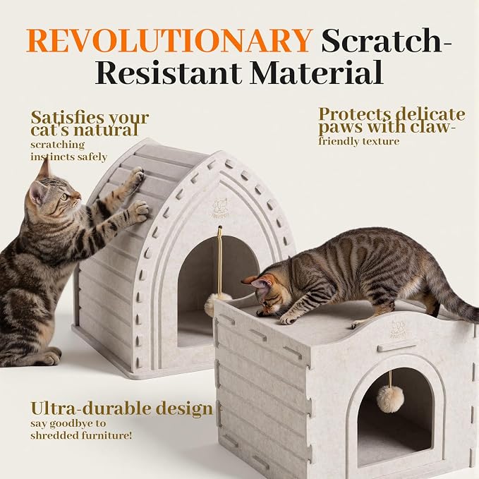 Apasiri Indoor Cat House for 2 Cats: 2-in-1 Double-Deck Cat House, Sturdy and - Image 6