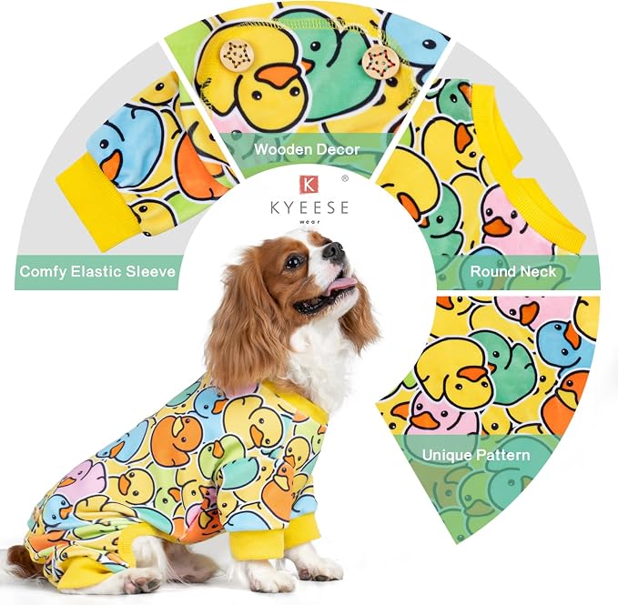 KYEESE Dog Pajamas Colorful Duck Pets Pjs Comfy Dogs Clothes Stretchable Pet - Image 7