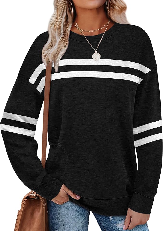 Akihoo Womens Casual Long Sleeve Tunic Tops Crew Neck Shirt Blouses - Image 3