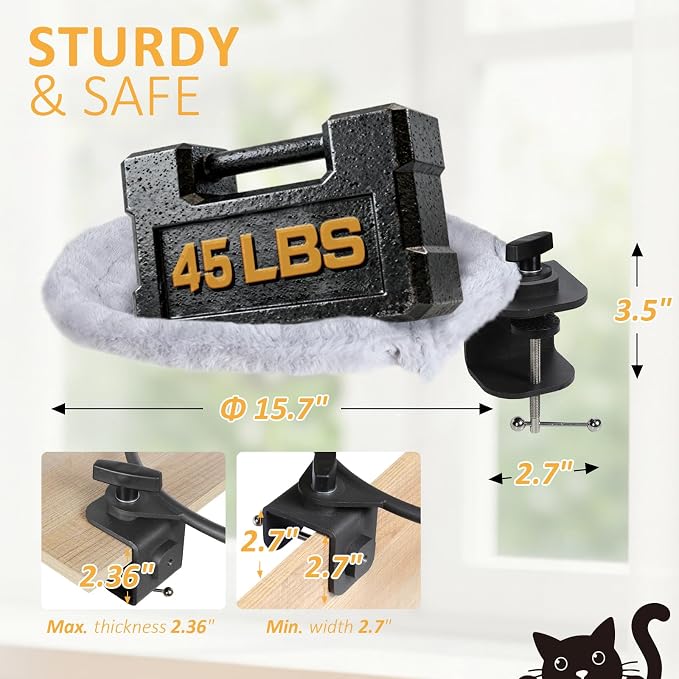 Topmart Cat Desk Bed with 360° Rotating, Cat Hammock - Image 5