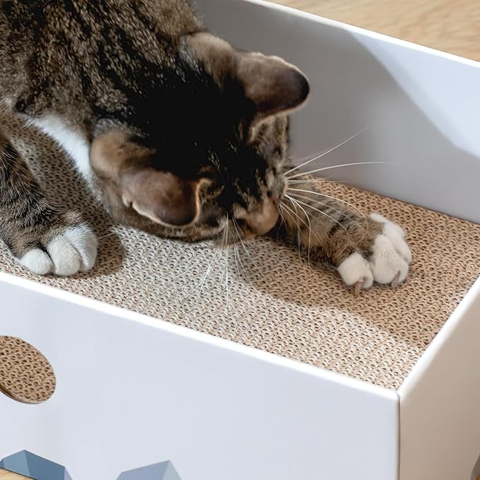 Cat Scratcher Box with Heavy-Duty Double-Sided Cardboard Pad, Cardboard Lounger - Image 7
