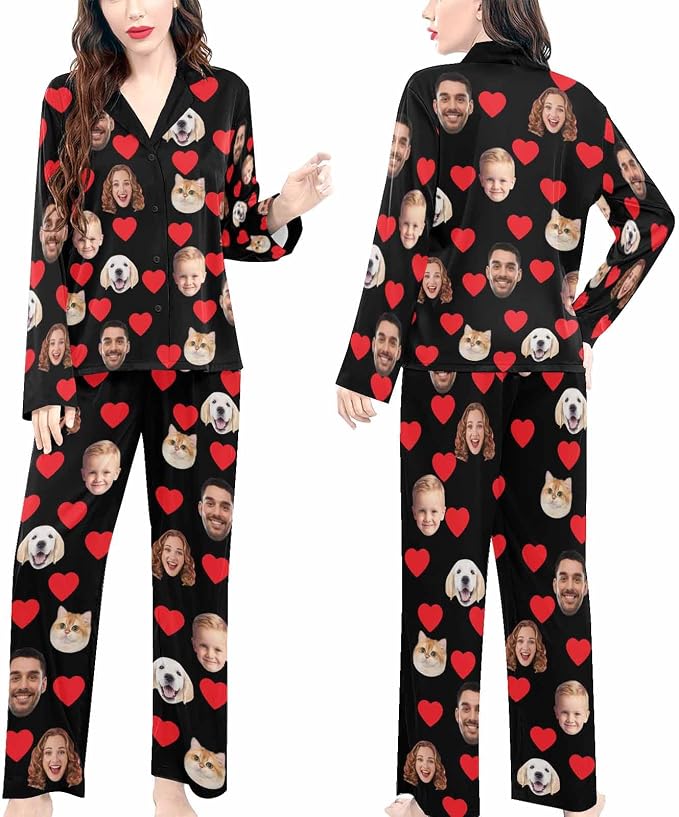 Artsadd Custom Pajamas for Women Men Family, Personalized Face Pjs Pajama Pants - Image 4