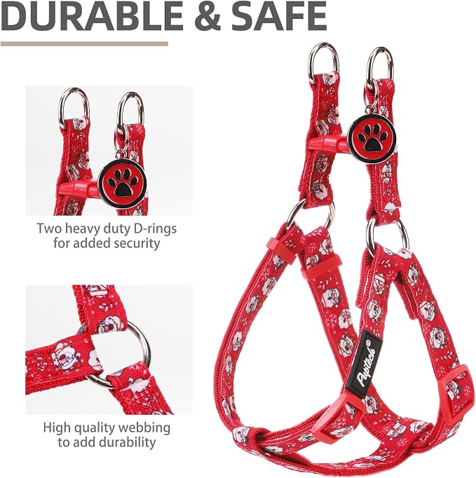 PUPTECK No Pull Christmas Dog Harness Soft Adjustable Basic Nylon Step in Puppy - Image 2