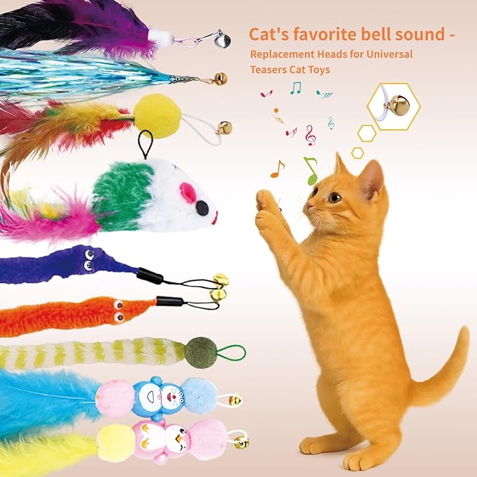 15PCS Cat Wand Toy Accessories, Cat Feather Toy Attachments Replacements - Image 4