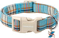 Lionet Paws Boy Dog Collar- Cute Blue Plaid Dog Collars by lionetpaws