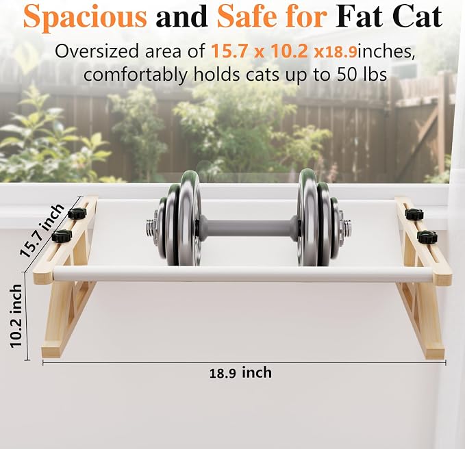 Tresbro 2-in-1 Cat Window Perch & Elevated Cat Hammock, 18.9''L × 15.7''W × - Image 7