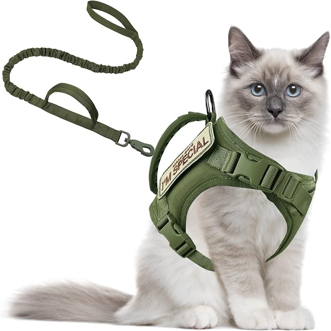 AIWAI Tactical Cat Harness for Walking Escape Proof, Adjustable Pet Vest Harness by AIWAIHarness