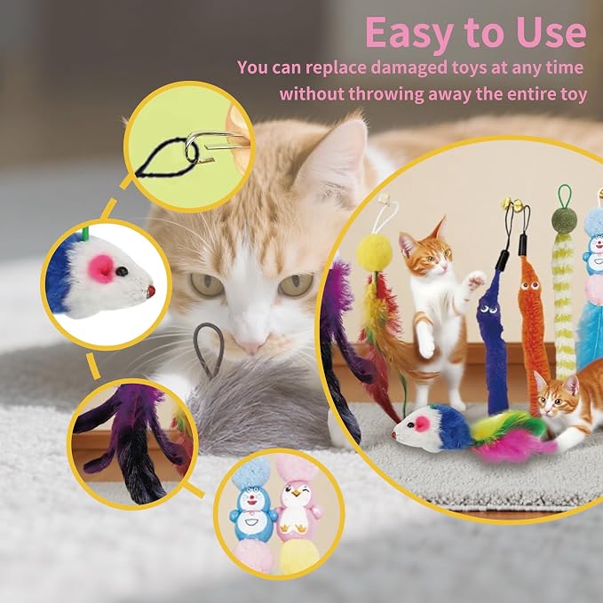 15PCS Cat Wand Toy Accessories, Cat Feather Toy Attachments Replacements - Image 5