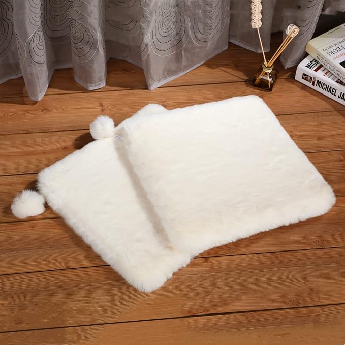 SHENGOCASE 2-Pack 16" Square Faux Rabbit Fur Cat Dog Bed Cushion Pad Mat by SHENGOCASE