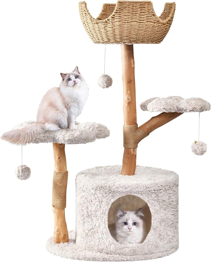 Easyego Modern Cat Tree, Aesthetic Wood Cat Tree Tower by Easyego