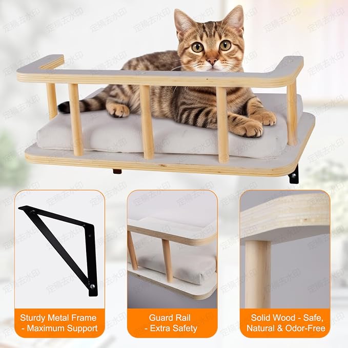 Large Cat Wall Shelves with 5 Steps - Image 3