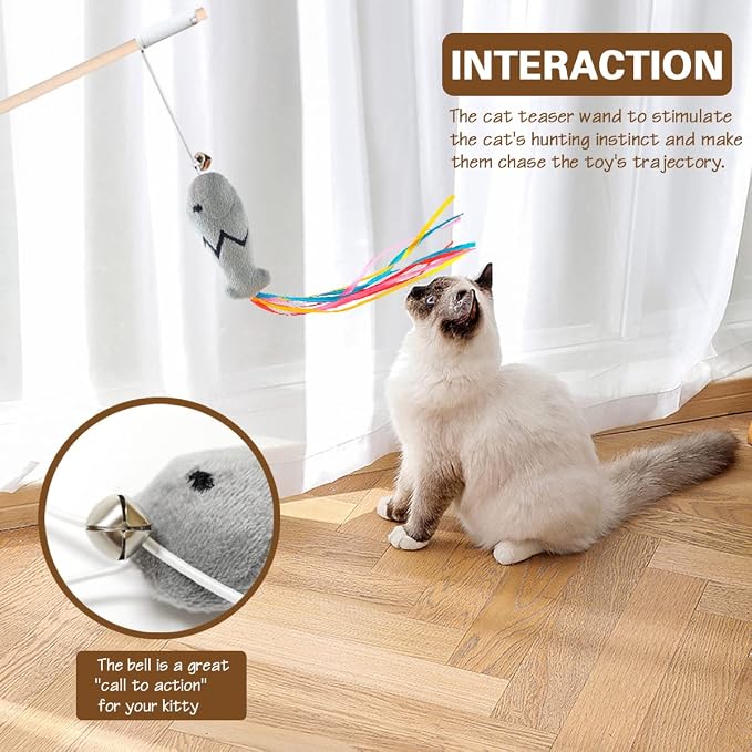 Fashion&cool Cat Wand Toy, Interactive Elastic String Stick Pole - Image 5