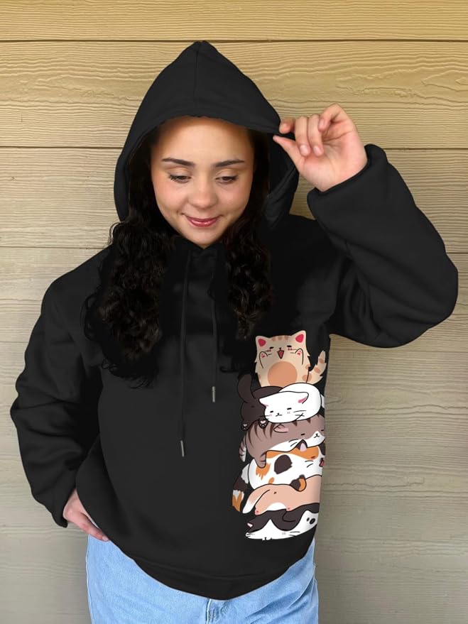 Tuislay Cute Cat Graphic Hoodies - Image 3