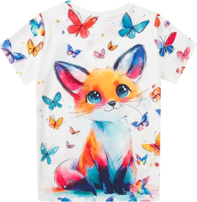 Funnycokid Girls Shirts Cat T Shirt Size 5-12 Clothes - Image 4
