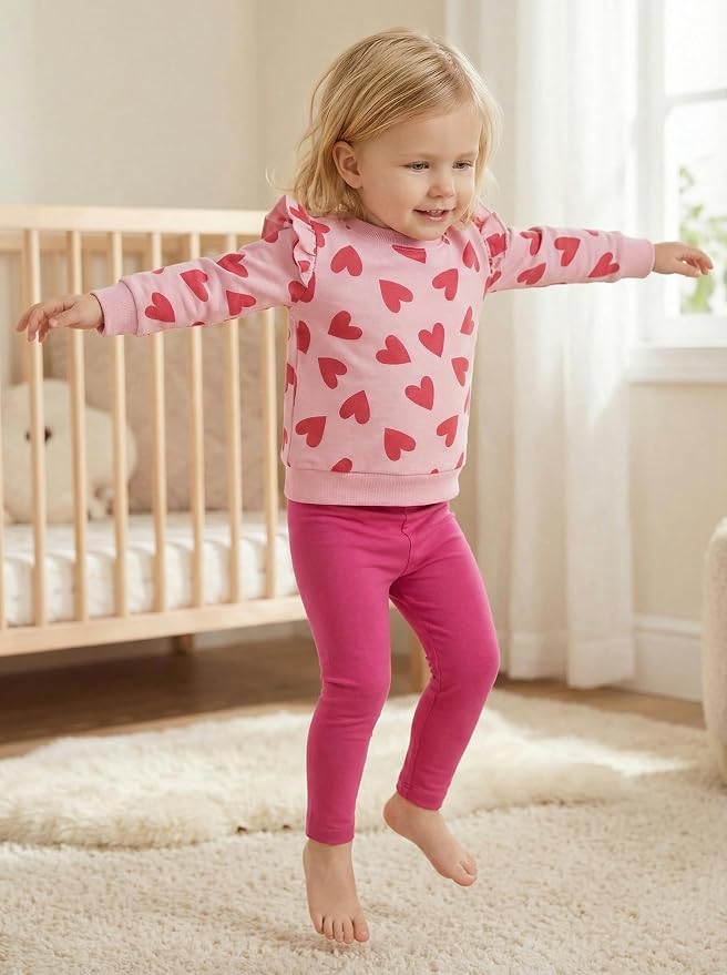 Little Girls Unicorn Outfits 2 Piece Kids Ruffle Sleeve Sweatshirt + Leggings - Image 3